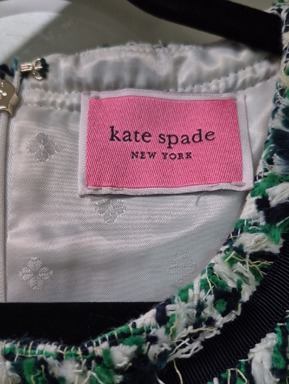 NWOT Kate Spade Green,Black, White Short Sleeve Tweed Dress Sz.6 - Picture 2 of 8
